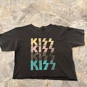 KISS Rock Convert Cropped T shirt girls/tween  size L